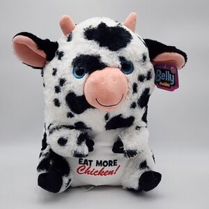 Belly Buddies Nanco Cow "Eat More Chicken!" 14" Black & White Stuffed Plush NWT‎